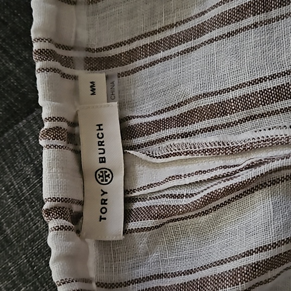 Tory Burch Shadow-Striped Linen Beach Pants - Picture 2 of 4